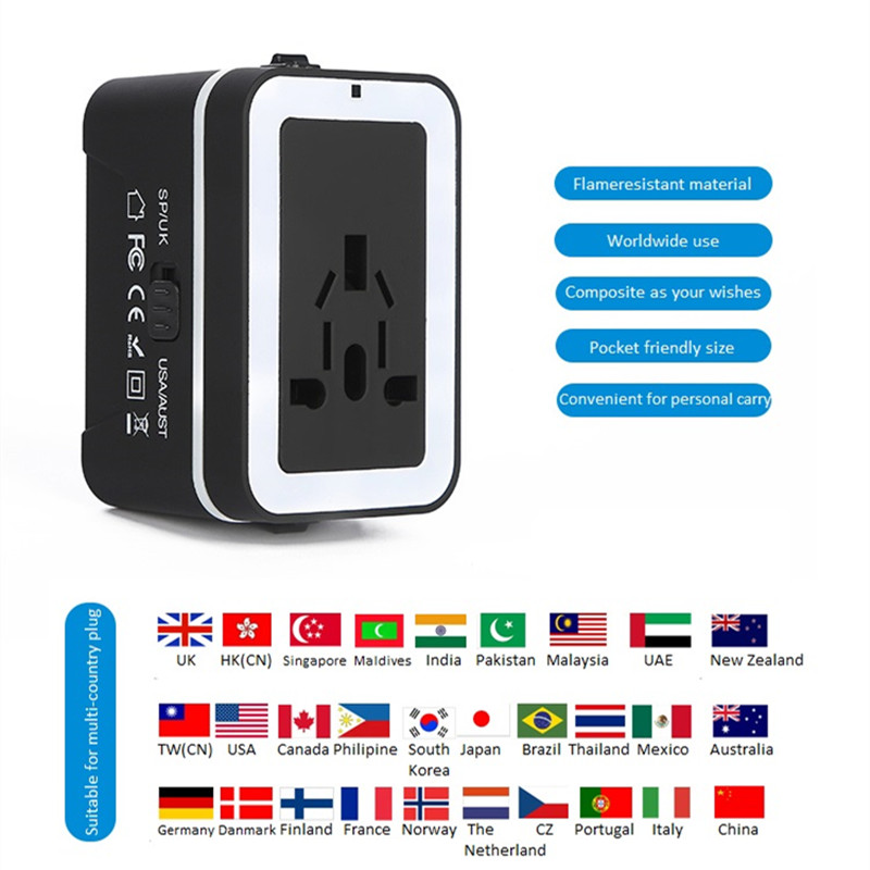 Adaptor de călătorie RRTRAVEL, adaptor universal universal de alimentare cu 2 porturi USB și adaptor pentru mufe europene, bun pentru laptopul pentru telefonul mobil în peste 150 de țări
