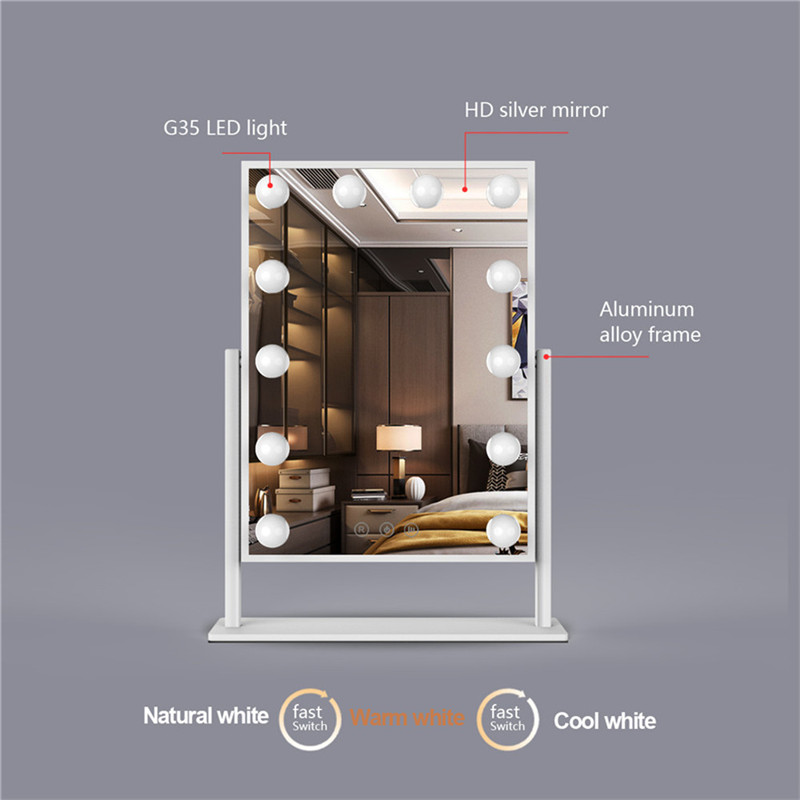 Tabelul 360 Grad Rotation a aprins Bulbs Bedroom condus vanitate fata Hollywood machiaj oglinda