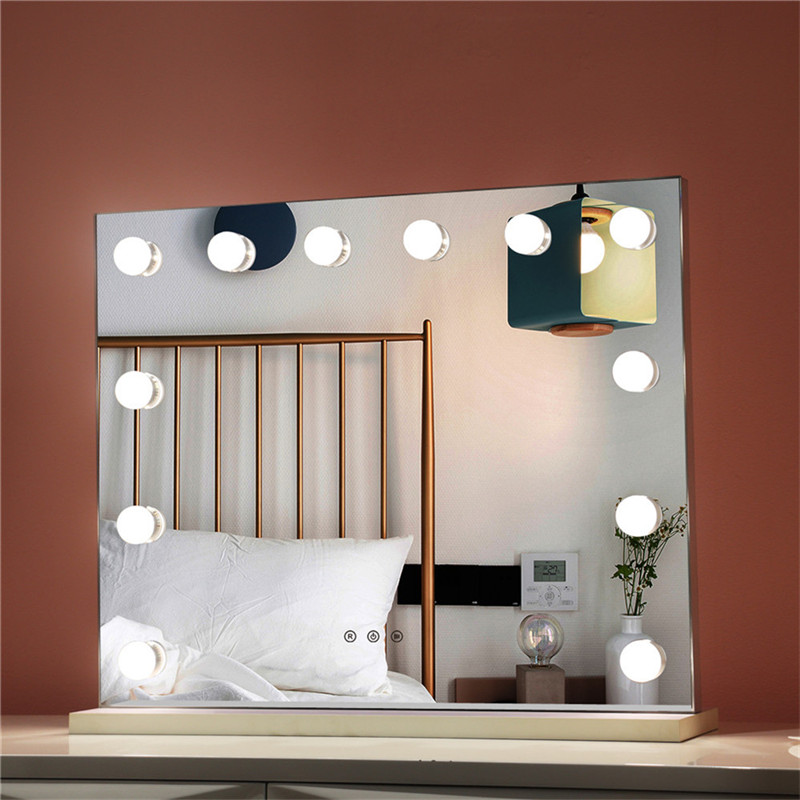 Bedroom Lighted Standing LED Cosmetic Mirror Dimmable Bulbs Make-up Vanity Hollywood Mirror