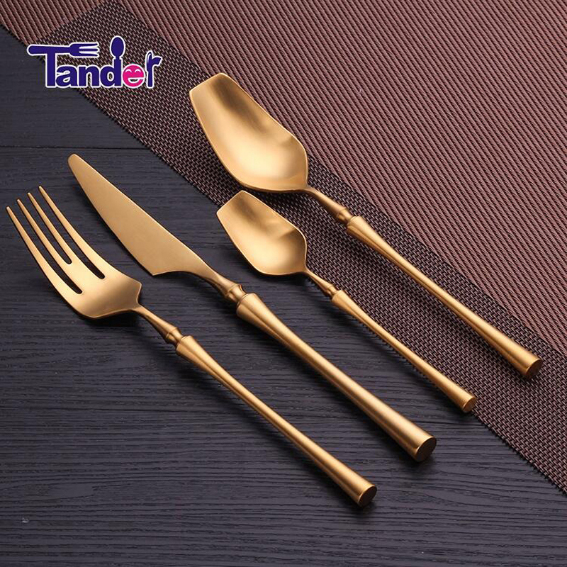 talie subțire stil pvd acoperire vase de oțel inoxidabil tacâmuri de aur set set 1 cumpărător