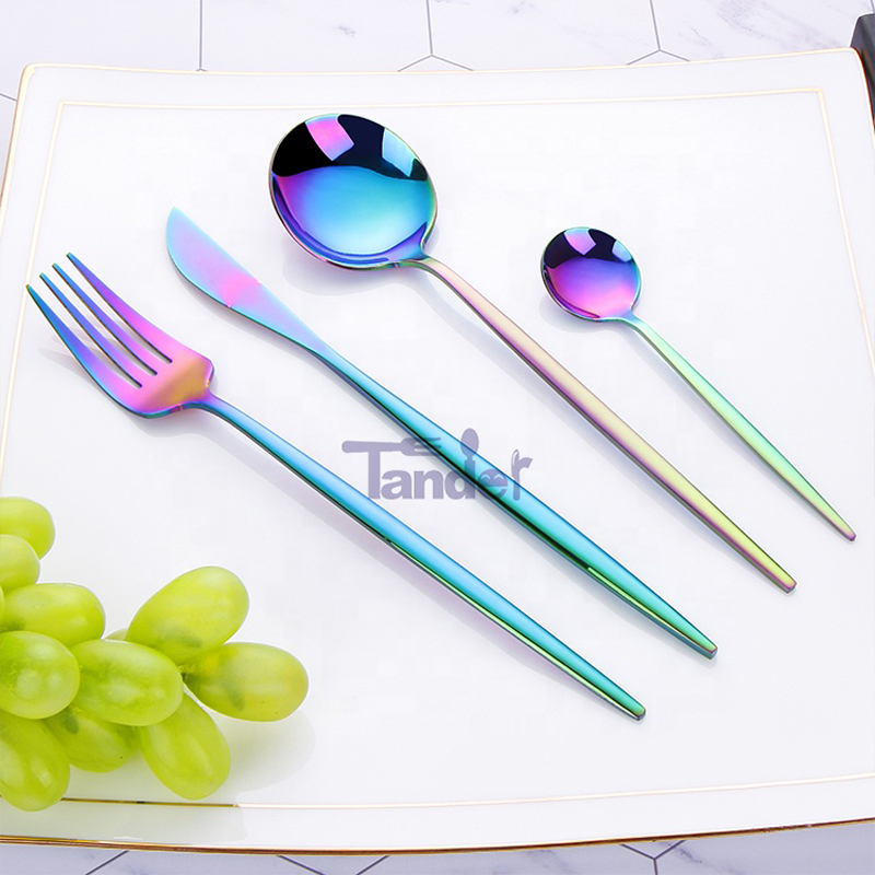 Vânzare la cald tacâmuri de acoperire pvd colorate set multicolor titan oțel inoxidabil
