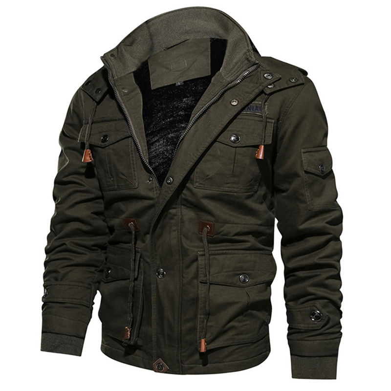 Flăcări de lână Jacket Windbreaker Tactic Pilot Bomber haina Purtare-rezistent la deplasarea Hat Fashing Casual