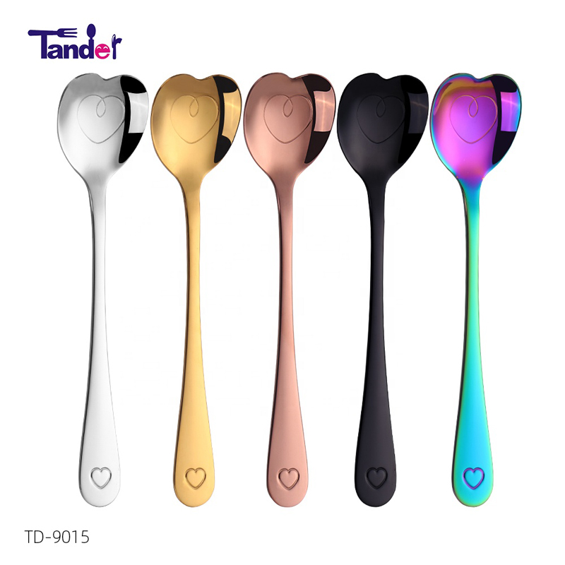 Mini metal desert iaurt ceai lingură de cafea în formă cardiacă, lingură de ceai în formă de oțel inoxidabil