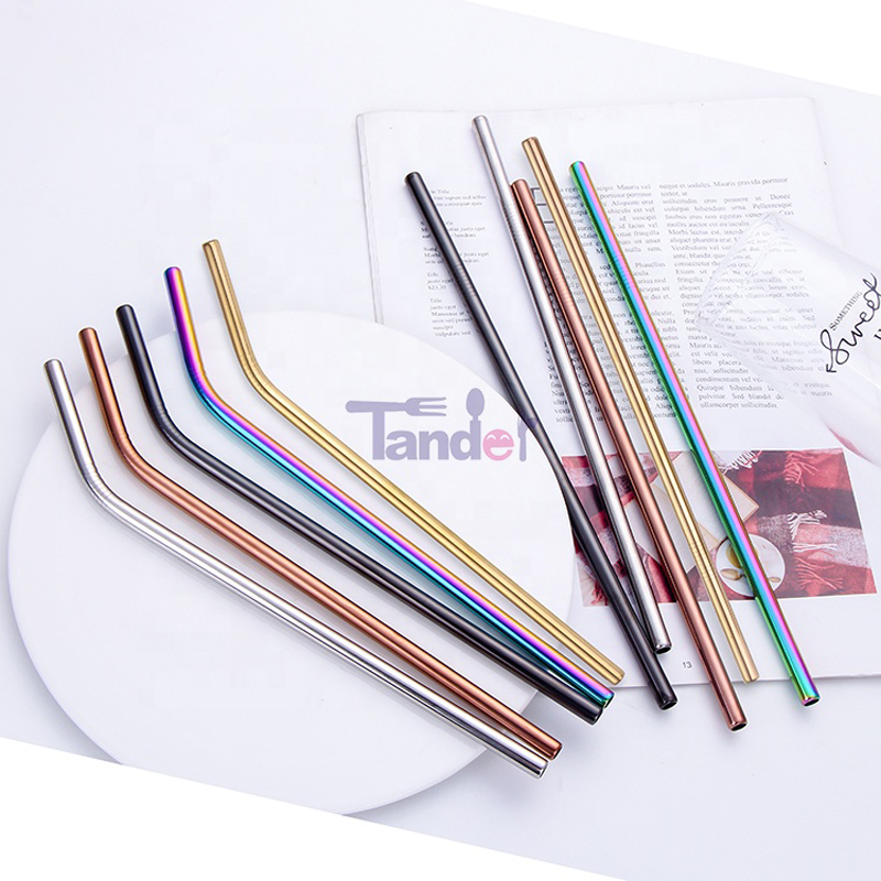 en-gros eco friendly inox reusable din oțel inox potabil paie metalice set cu perie