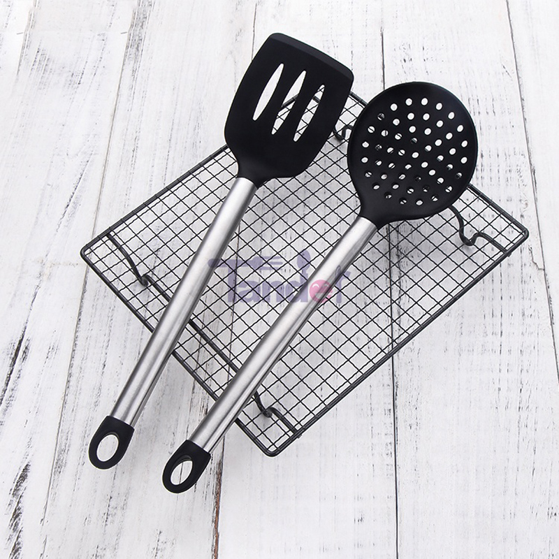 Mânere de oțel inoxidabil Utilaje de gătit BPA Liber Non Toxic Silicone Turner Tongs Spatula Spoon Kitchen Gadgets Utensil Set