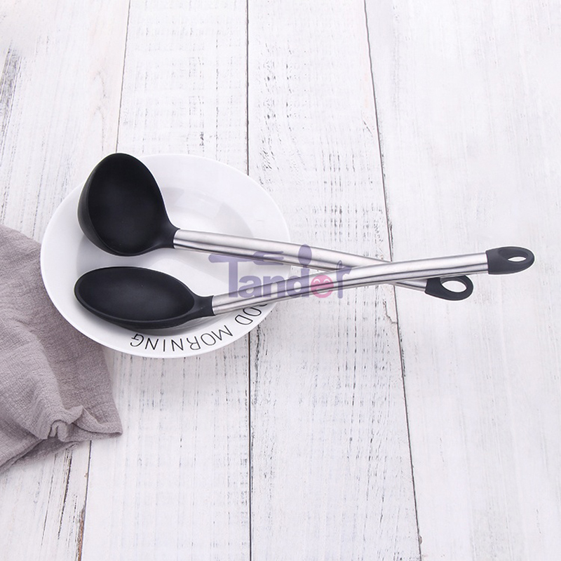 Mânere de oțel inoxidabil Utilaje de gătit BPA Liber Non Toxic Silicone Turner Tongs Spatula Spoon Kitchen Gadgets Utensil Set