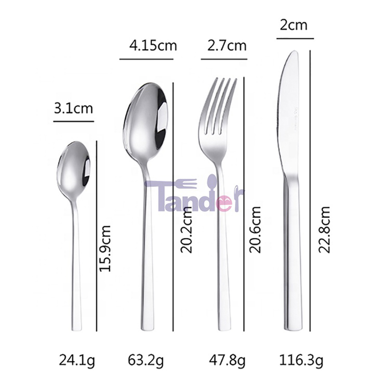 18/8 24pcs tacâmuri de argint din oțel inoxidabil, stabilite în cutia de cadouri din lemn