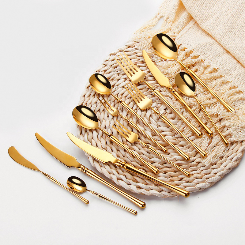 Elegant bulk Gold Flatware Stainless Steel Cutlery Setează furculiţe de linguri şi cuţite pentru evenimente