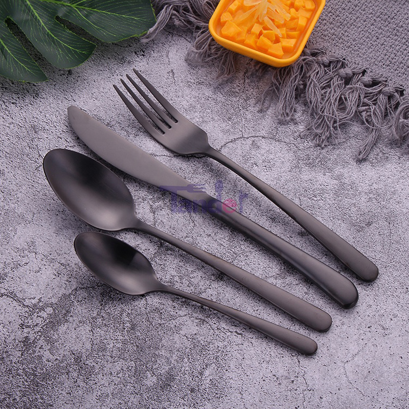 inoxidabil metal oglindă roman tacâmuri personalizate set francez banchet black taclery metal