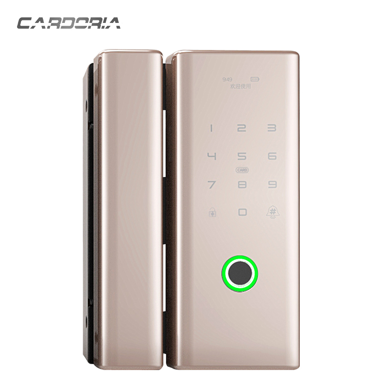 Suport gratuit, bluetooth și amprentă digitală și cod și card de patru moduri deblocare, blocare ușă inteligentă ușă din sticlă