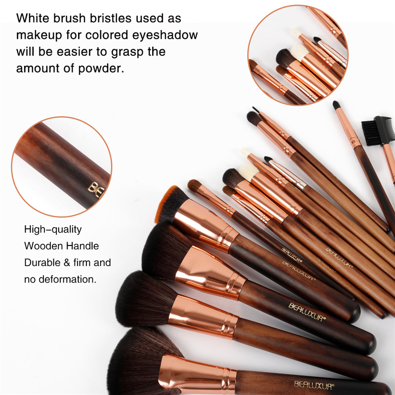 Makeup Brush Set, 13pcs Makeop Brushes Premium Synthetic Bristles Powder Foundation Blush Contour Concealers Lip Eye shadow Brushes Kit 8230; (005 mânerul de lemn)