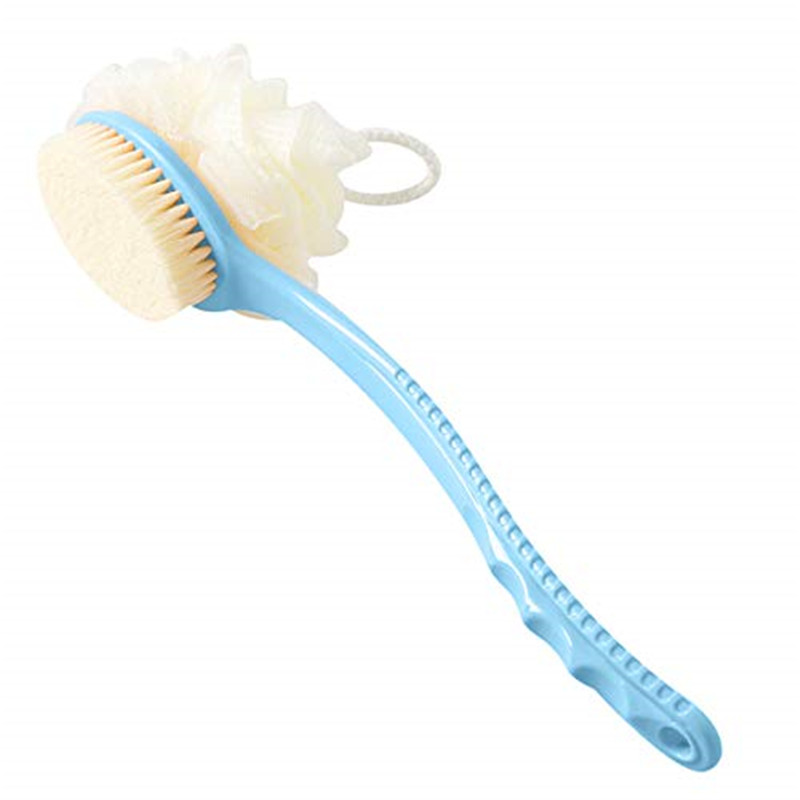 2 perii pentru corp de baie 2 IN 1 cu loofah moale și perii, spălător spate cu perie de duș cu mâner lung curbat pentru umed sau uscat, pentru femei și bărbați, spălare corp, față și spa