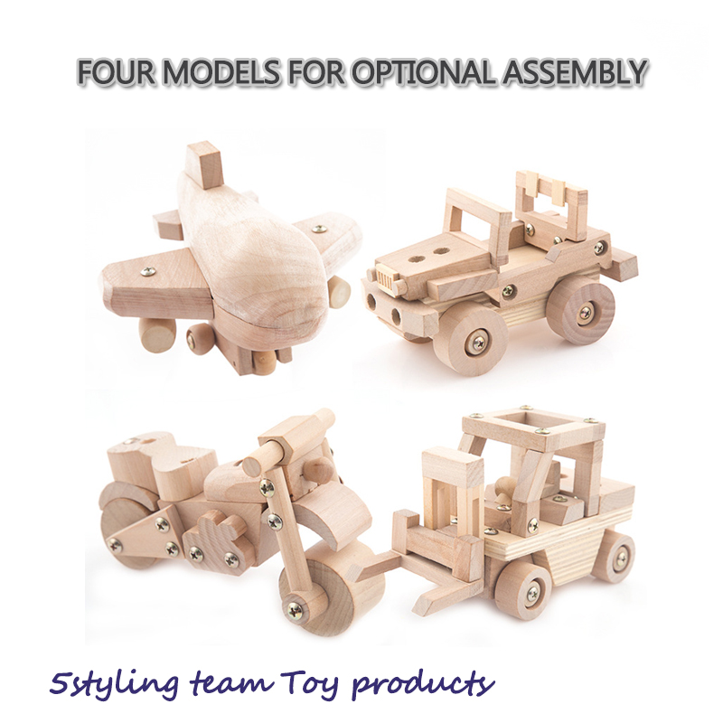 Genuină asamblare din lemn și dezasamblare model de camion cu lopată copii DIY mâinile pe jucării educaționale angro mixte