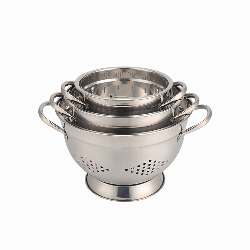 Vânzarea la cald în euro Polished Mirror Finish colanders pentru apă filtrată de fructe și legume