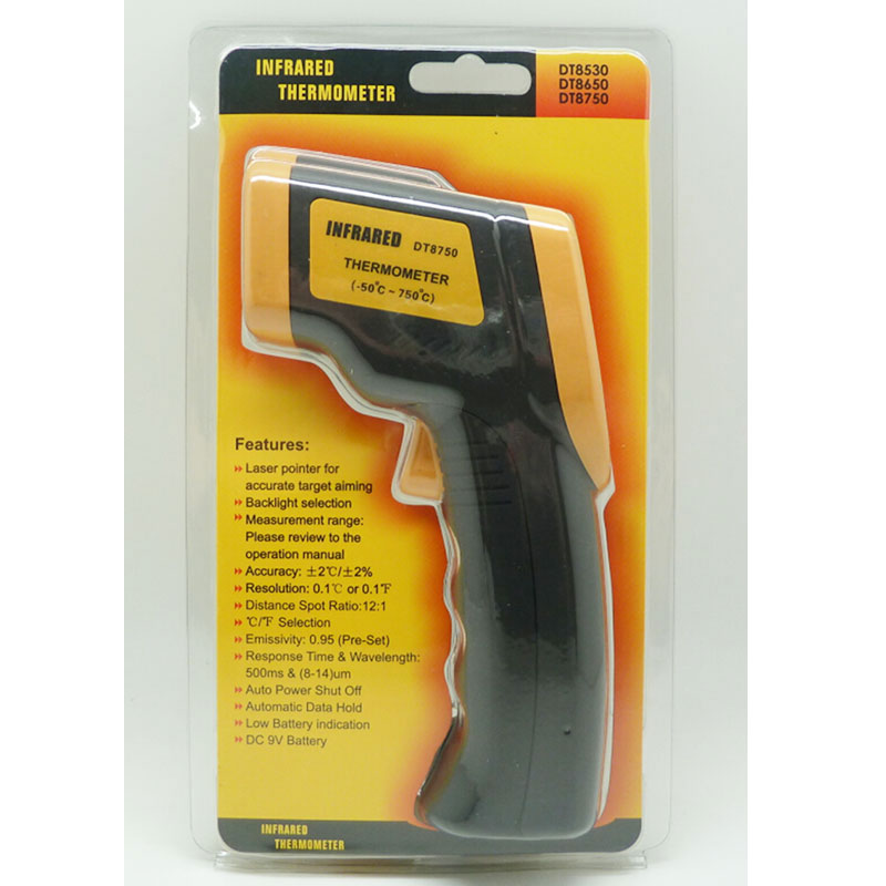 Tip digital de pistol DT8530 -50-530 Grad aprobat CE termometru infraroșu Termometru industrial fără contact cu infraroșu