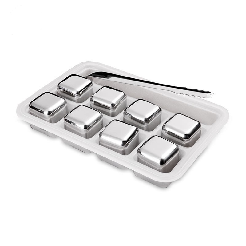 HOT vânzare Square 27mm 8pcs set Stainless Steel Whisky Stones gheață cub