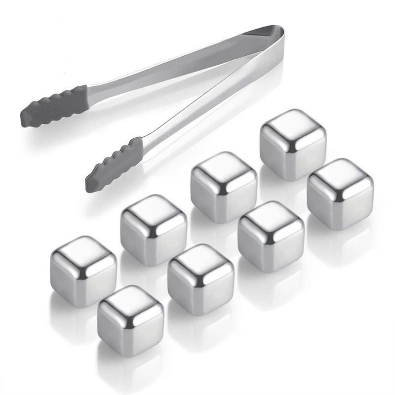 HOT vânzare Square 27mm 8pcs set Stainless Steel Whisky Stones gheață cub