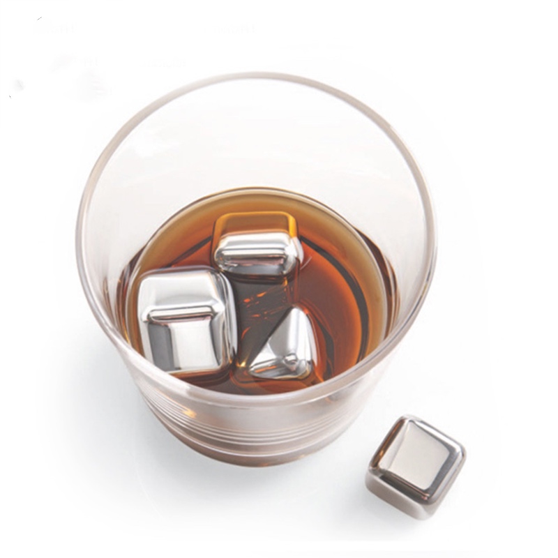 HOT vânzare Square 27mm 8pcs set Stainless Steel Whisky Stones gheață cub