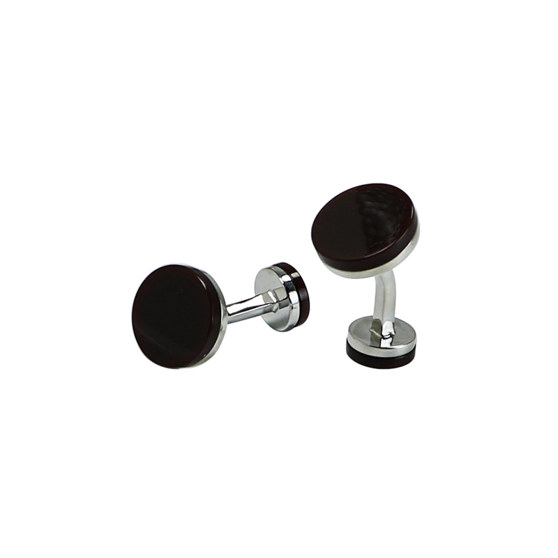 Brown Agate Plat Back Shirts Cuff Links