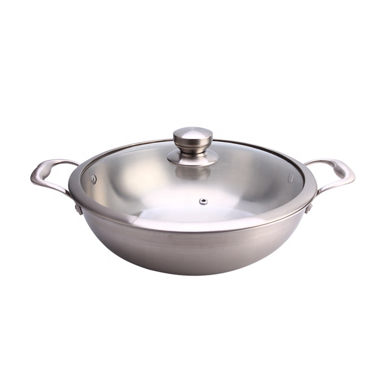 wok din oțel inoxidabil cu capac