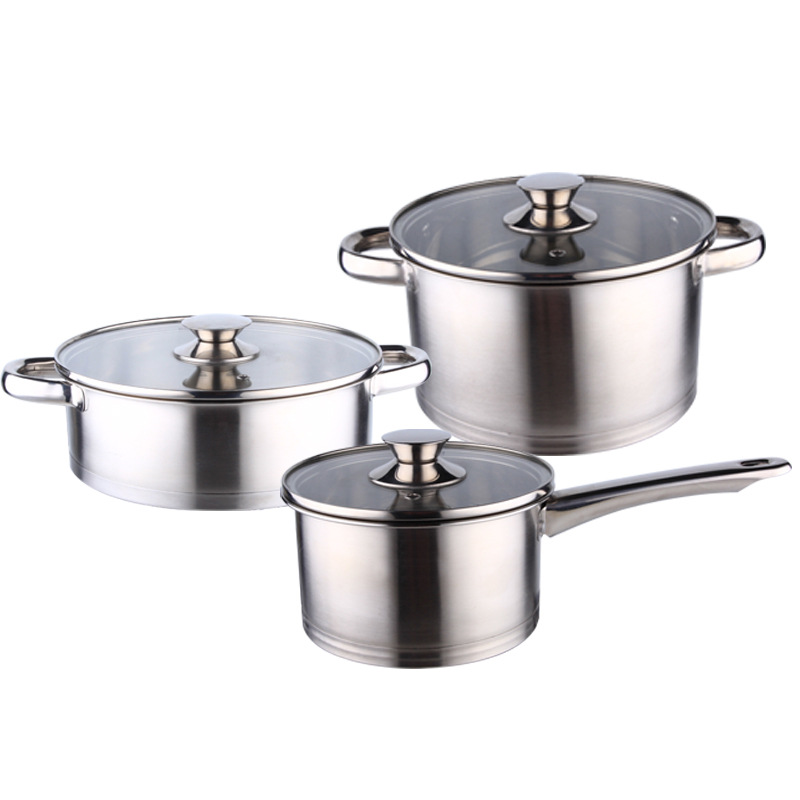 caserola din oțel inoxidabil, 3pcs, 5 pcs set