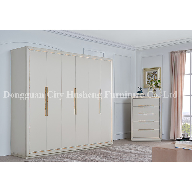 Modern Elegant Bedroom Set Mobilier cu High White Glossy Picting