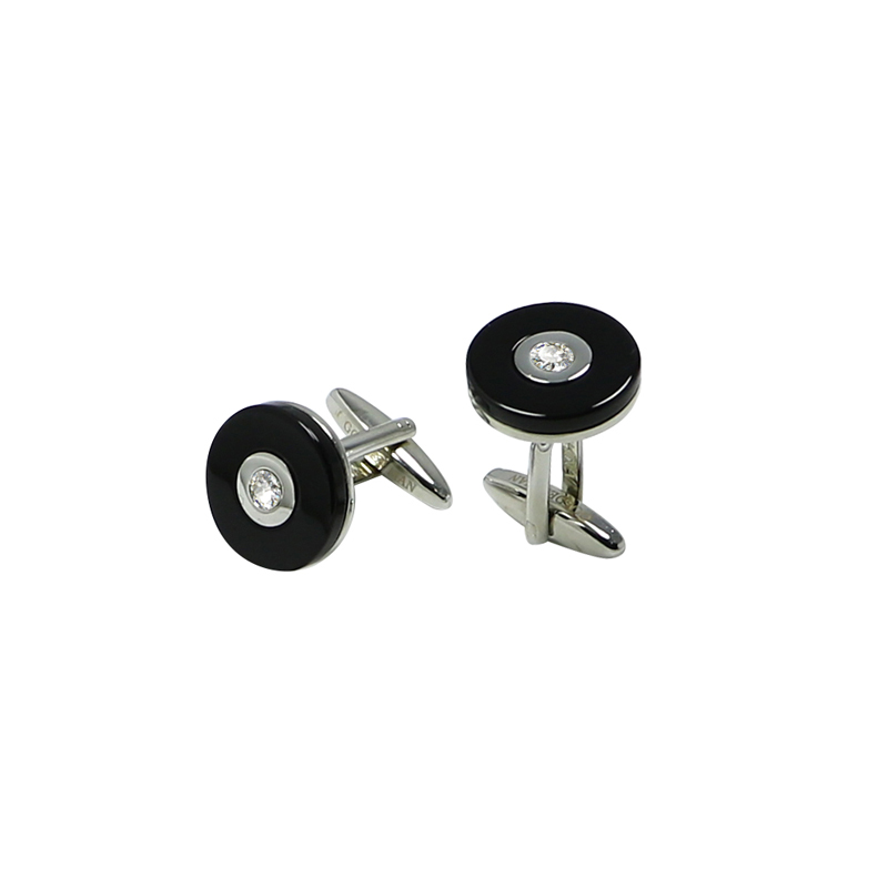 Black Agate &Crystal Halo Cuff Links