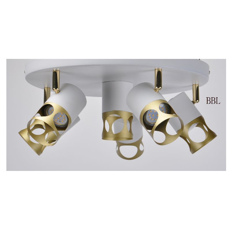 Modern spot light-6 cu alb + gold metal shade, poate ajusta direcţia