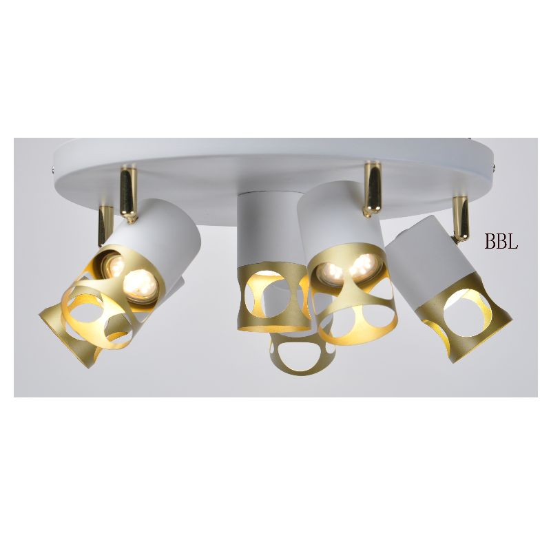Modern spot light-6 cu alb + gold metal shade, poate ajusta direcţia