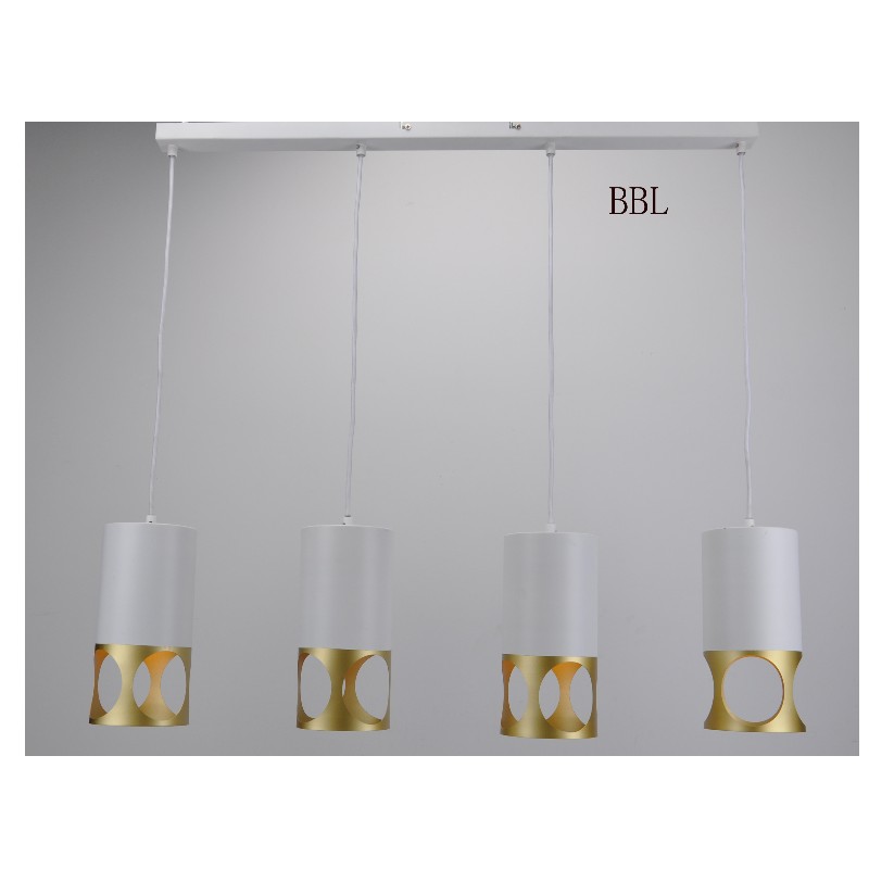 Lampă-4 modernă pandantivă cu nuanţă albă de aur