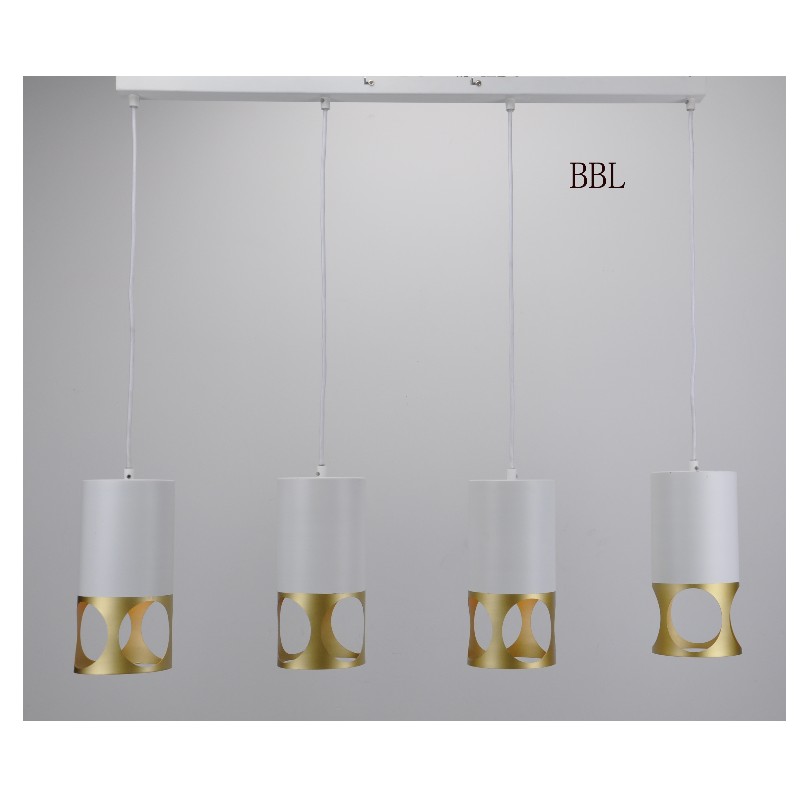 Lampă-4 modernă pandantivă cu nuanţă albă de aur