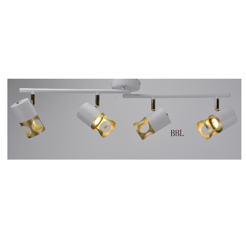 Modern spot light-4 cu alb + gold metal shade, poate ajusta direcţia
