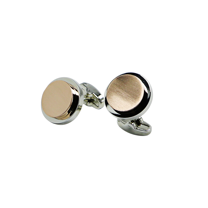 2 Tone Engrave Round Cuff Links
