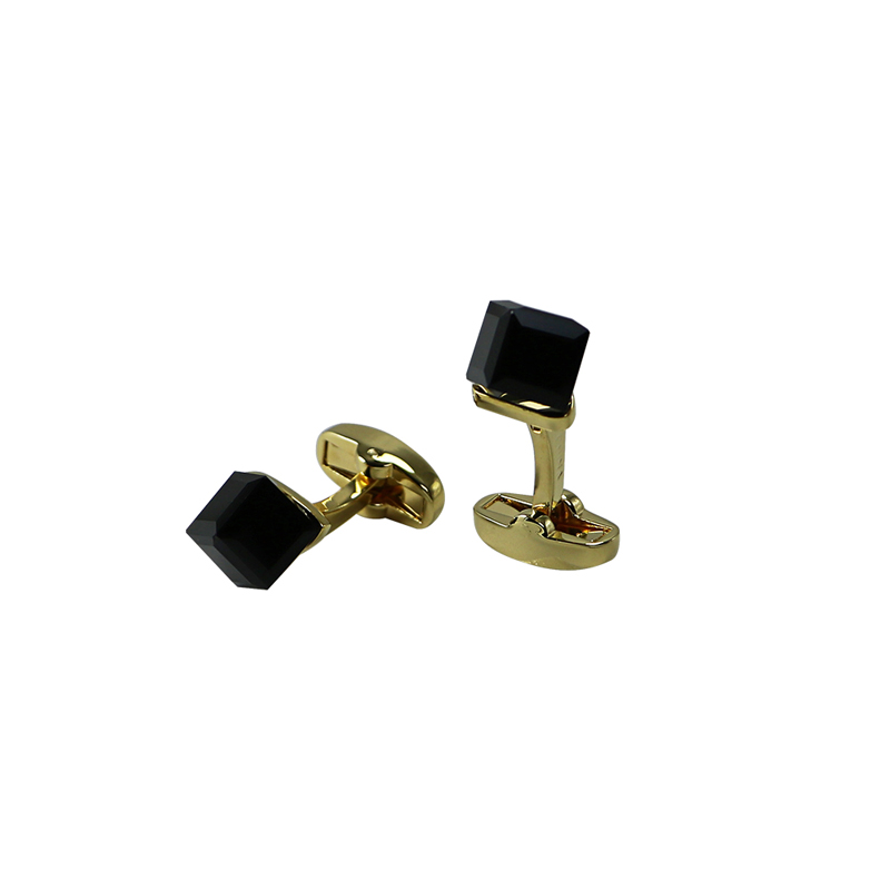 18k Aur Plăcute negru Quartz Dice Cuff Links