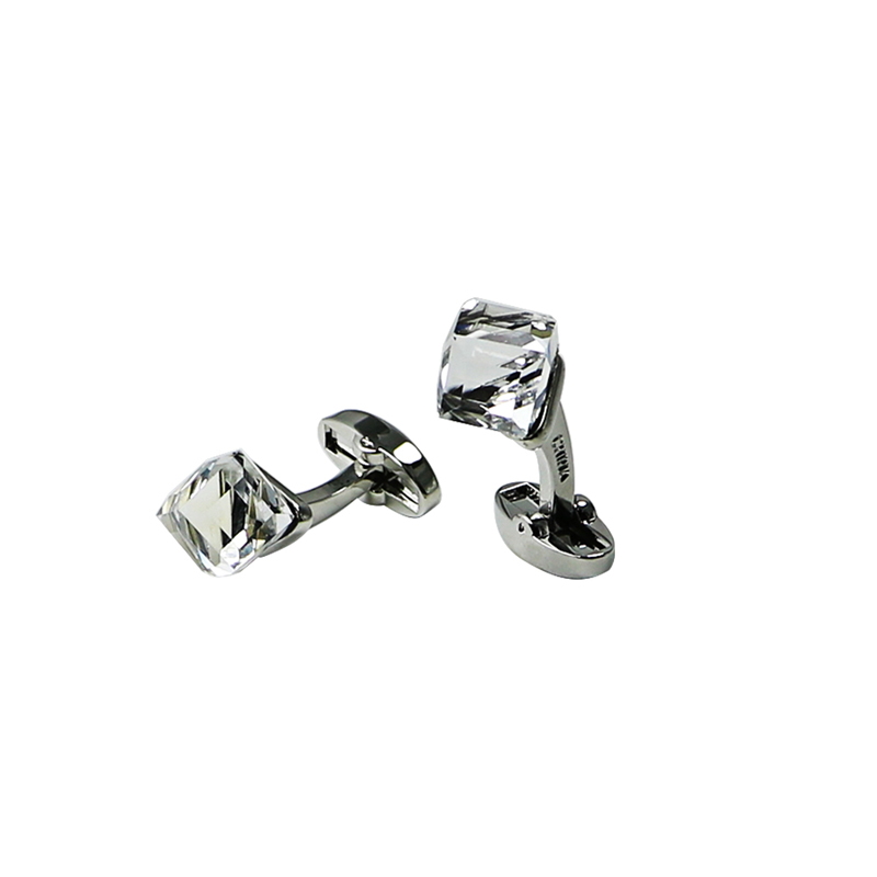 Crystal Silvertone Suit Cuff Links