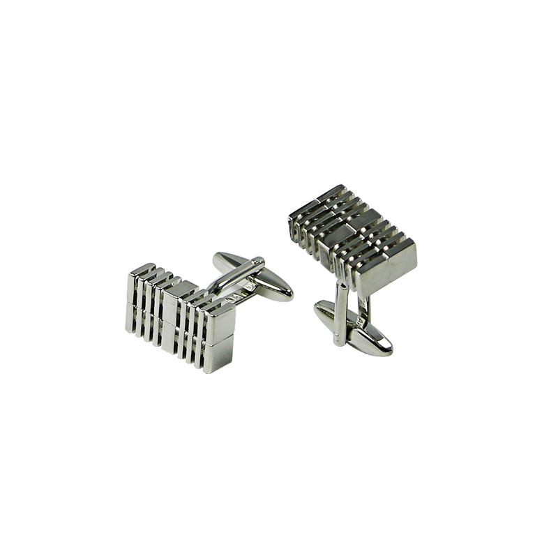 Filigree Stripes Silvertone Shitrs Cuff Link-uri