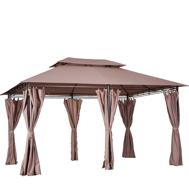 Gazebo cu cadru metalic exterior de 10 x x 13 ', cu perdele pentru patio