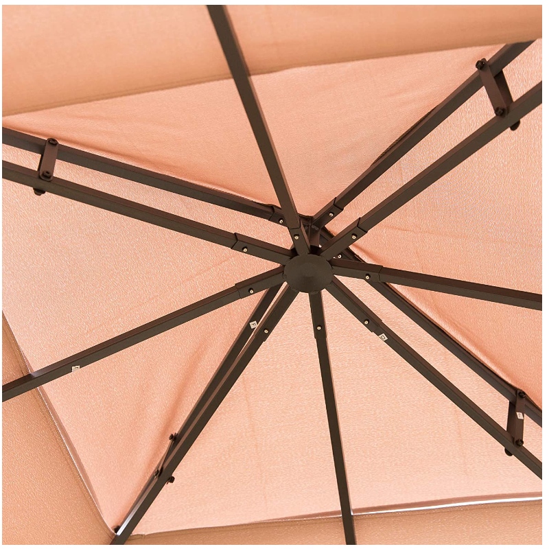 Cort din exterior din tabla din oțel Gazebo cu cortină din plasă