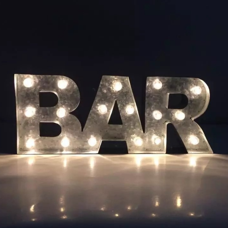 3D LED Metal Tin Tin Sign LED Letter Letter Marquee Light Lamp pentru Bar Cafe Shop