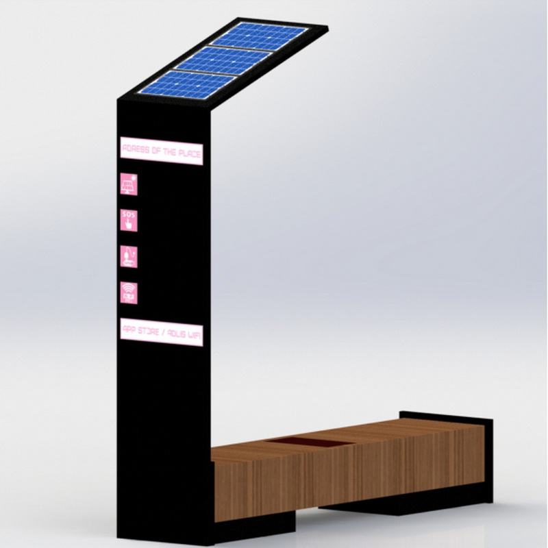 Băncile solare de încărcare solară USB inteligentă din oțel inoxidabil cu încărcare cu afișaj LED