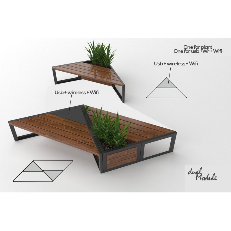 Noul design Wireless Charging Smart Solar Garden Mobilier Patio Bench pentru Park