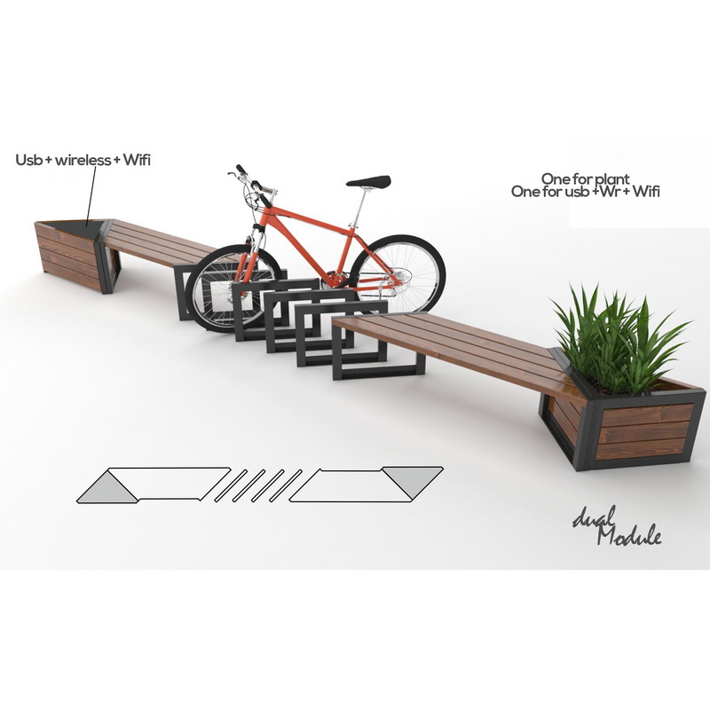 Noul design Wireless Charging Smart Solar Garden Mobilier Patio Bench pentru Park