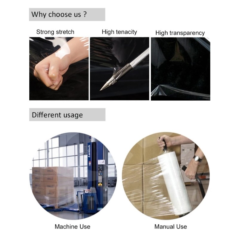 Preț de fabricație 20 palet de dimensiuni Micron Stretch Wrap și turnate Stretch Film Shrink Wrap film / stretch film