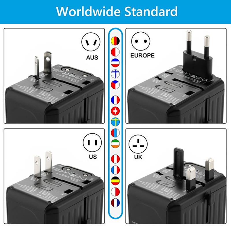2020 nou 110-250V USA AUS USA UK Accesorii de telefonie mobilă din priză 6USB încărcător 6A adaptor universal de călătorie cu 4USB+2Type-C