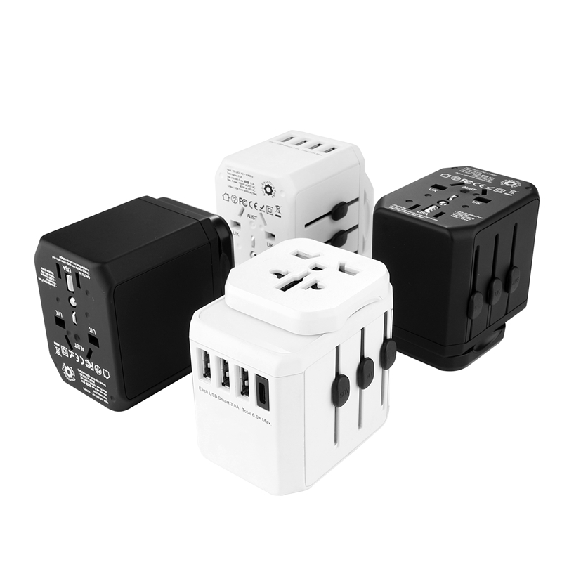 Gruparea conectorilor la nivel mondial 3 porturi USB + tip C adaptor de călătorie multifuncțional standard de împământare