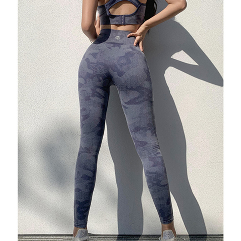 Pantaloni de fitness cu talie înaltă pentru femei, cu pantaloni de yoga cu alergare rapidă, camo, care îmbrățișează corpul