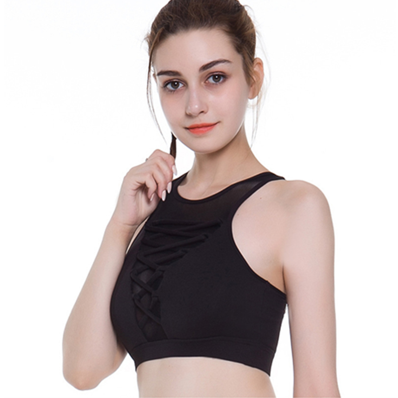 Sutien de sport alergator rezistent la șocuri cu șiret cu dantelă și țesut sutien sportiv
