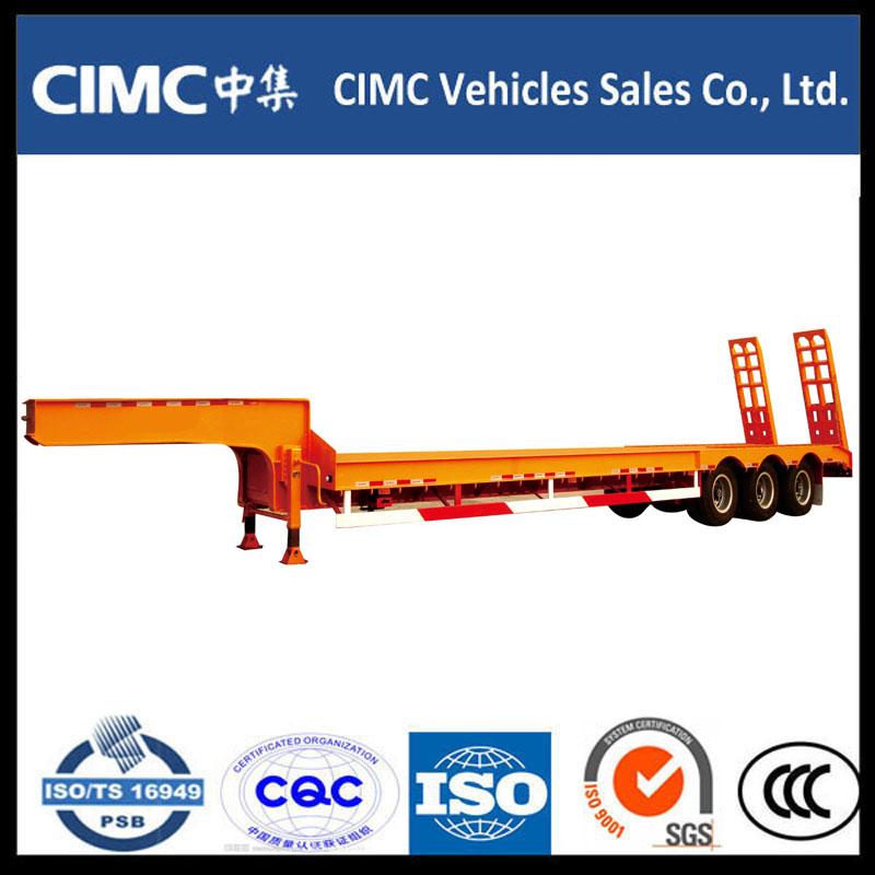 Cimc 3 Axle 70ton Low Bed Semi Trailer cu Ramp hidraulic