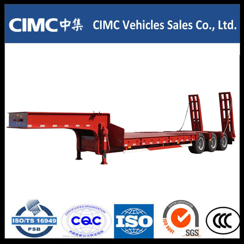 Cimc 3 Axle 70ton Low Bed Semi Trailer cu Ramp hidraulic