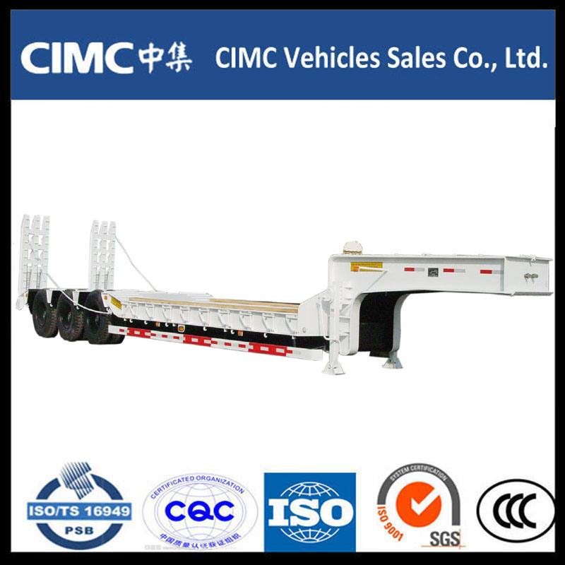 Cimc 3 Axle 70ton Low Bed Semi Trailer cu Ramp hidraulic